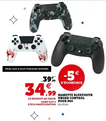 Hyper U Manette bluetooth under control pour ps4 offre