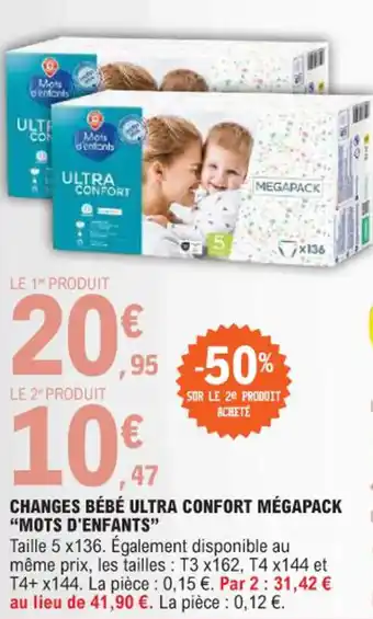 E.Leclerc CHANGES BÉBÉ ULTRA CONFORT MÉGAPACK "MOTS D'ENFANTS" offre