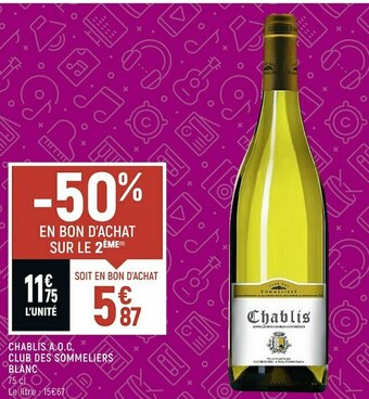 Club des sommeliers chablis a.o.c. blanc