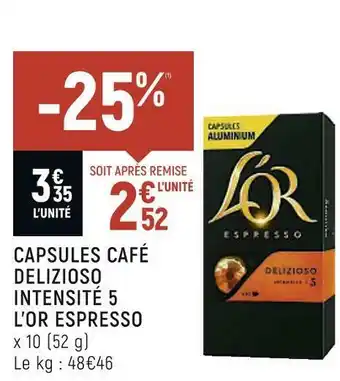 Spar L’or capsules café delizioso intensité 5 espresso offre