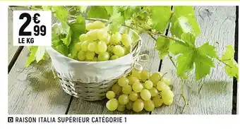 Raisin italia supérieur catégorie 1