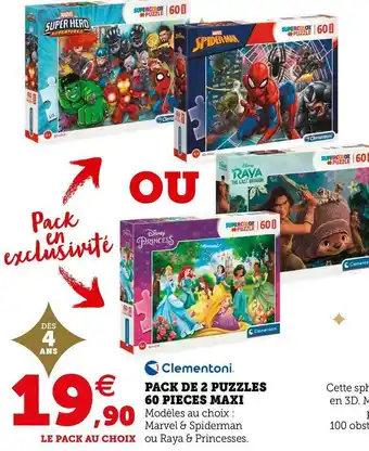 Clementoni pack de 2 puzzles 60 pieces maxi