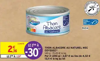 Intermarché THON ALBACORE AU NATUREL MSC ODYSSEE() offre