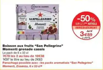 Monoprix Boisson aux fruits "San Pellegrino" Momenti grenade cassis offre