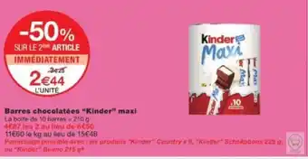 Monoprix Barres chocolatées "Kinder" maxi offre