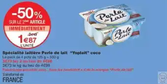Monoprix Spécialité laitière Perle de lait "Yoplait" coco offre