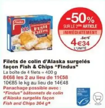 Monoprix Filets de colin d'Alaska surgelés façon Fish & Chips "Findus" offre