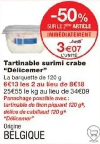 Monoprix Tartinable surimi crabe "Délicemer" offre