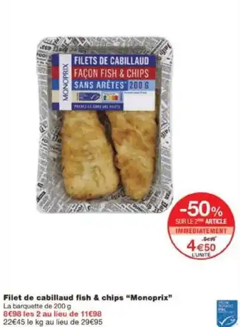 Filet de cabillaud fish & chips "Monoprix"