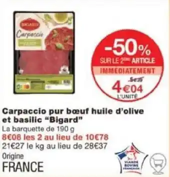 Carpaccio pur bœuf huile d'olive et basilic "Bigard"