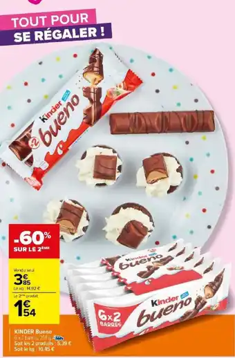 Carrefour Market KINDER Bueno 6x2 barres, 258 g. offre