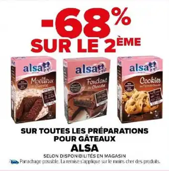 Carrefour Market SUR TOUTES LES PRÉPARATIONS POUR GÂTEAUX ALSA offre