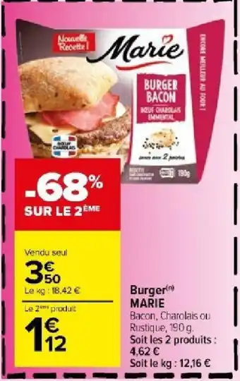 Carrefour Market Burger MARIE offre