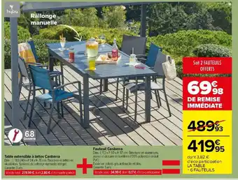 Carrefour Market Table extensible à lattes Canberra + Fauteuil Canberra offre