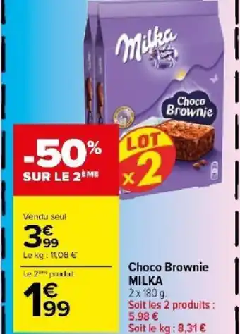 Carrefour Market Choco Brownie MILKA offre