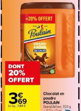 Carrefour Market Chocolat en poudre POULAIN offre