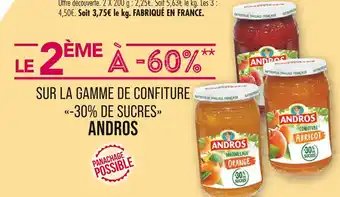 Match ANDROS LE 2ÈME À -60% SUR LA GAMME DE CONFITURE -30% DE SUCRES ANDROS offre