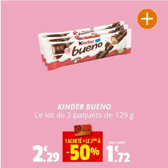 Coccinelle Supermarché KINDER BUENO Le lot de 3 paquets de 129 g offre