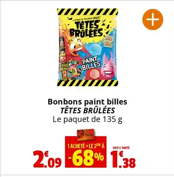 Coccinelle Supermarché Bonbons paint billes TÊTES BRÛLÉES Le paquet de 135 g offre