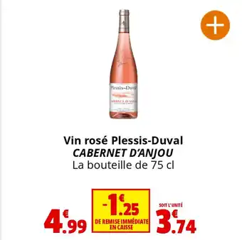 Coccinelle Supermarché Vin rosé Plessis-Duval CABERNET D'ANJOU La bouteille de 75 cl offre