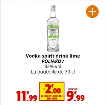 Coccinelle Supermarché Vodka spirit drink lime POLIAKOV 32% vol offre