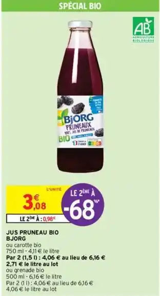 Intermarché Bjorg - jus de pruneaux bio offre