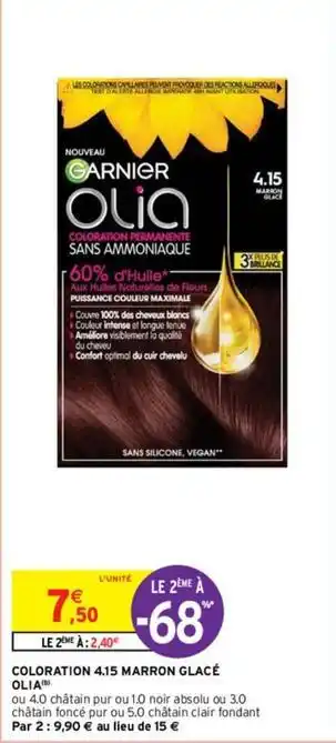 Intermarché Garnier - coloration 4.15 marron glace olia offre