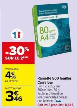 Carrefour Market Carrefour - ramette 500 feuilles offre