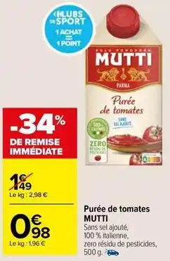 Carrefour Market Mutti - purée de tomates offre