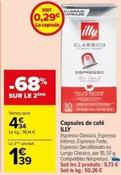 Carrefour Market Illy - capsules de café offre