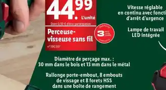 Lidl Perceuse-visseuse sans fil offre