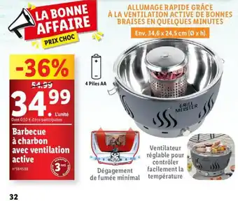 Lidl Barbecue à charbon avec ventilation offre