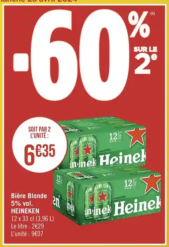 Casino Supermarchés HEINEKEN Bière Blonde 5% vol offre