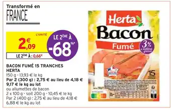 Intermarché HERTA BACON FUMÉ 15 TRANCHES offre