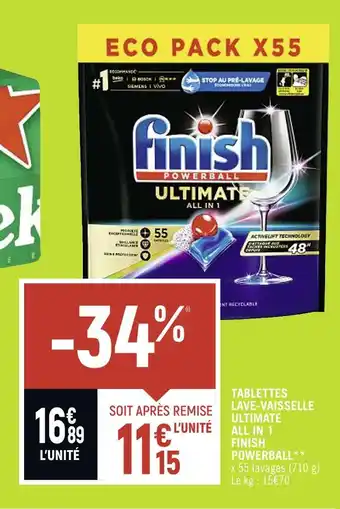 Spar FINISH TABLETTES LAVE-VAISSELLE ULTIMATE ALL IN 1 POWERBALL offre