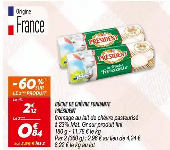 Netto PRÉSIDENT BÛCHE DE CHÈVRE FONDANTE offre