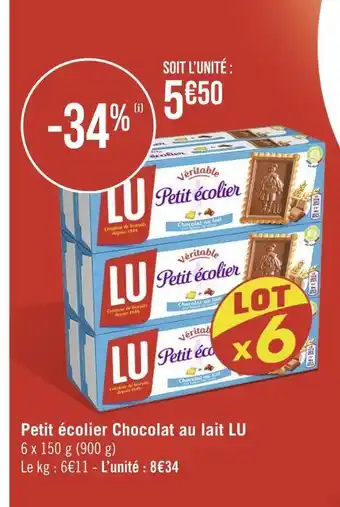 Géant Casino LU Petit écolier Chocolat au lait offre