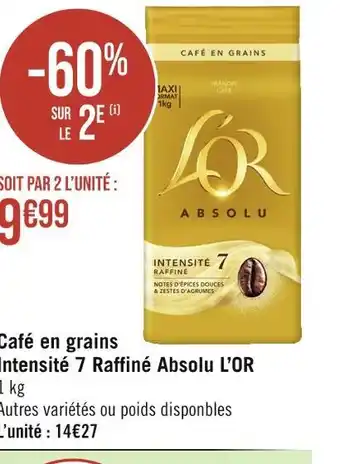 Géant Casino L’OR Café en grains Intensité 7 Raffiné Absolu offre