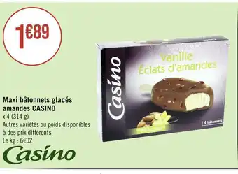 Géant Casino CASINO Maxi bâtonnets glacés amandes offre