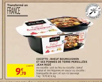 Intermarché JEAN ROZÉ COCOTTE : BOEUF BOURGUIGNON ET SES POMMES DE TERRE PERSILLÉES offre