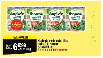 Cora x Carrefour BONDUELLE Haricots verts extra fins cuits à la vapeur offre