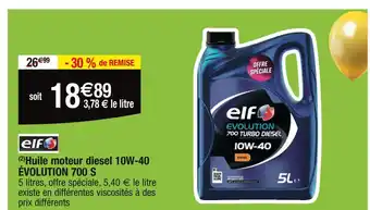 Cora Elf (2)Huile moteur diesel 10W-40 ÉVOLUTION 700 S offre