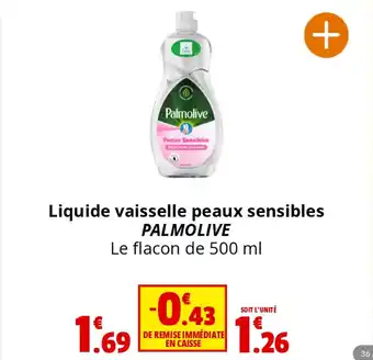 Coccinelle Supermarché Liquide vaisselle peaux sensibles PALMOLIVE Le flacon de 500 ml offre