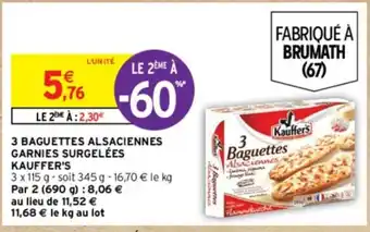 Intermarché 3 BAGUETTES ALSACIENNES GARNIES SURGELÉES KAUFFER'S offre