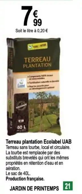 Terreau plantation Ecolabel UAB