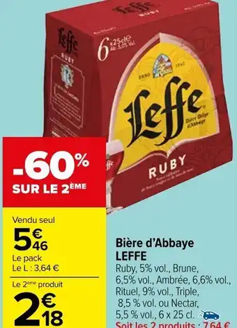 Carrefour Market Bière d'Abbaye LEFFE offre