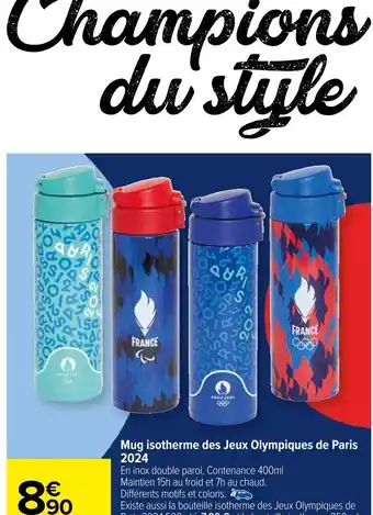 Carrefour Market Mug isotherme des Jeux Olympiques de Paris 2024 offre