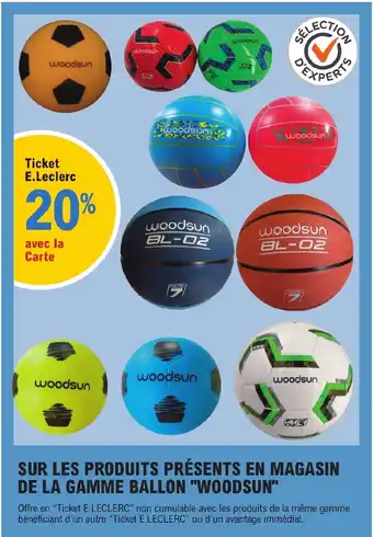 E.Leclerc Sport SUR LES PRODUITS PRÉSENTS EN MAGASIN DE LA GAMME BALLON "WOODSUN" offre
