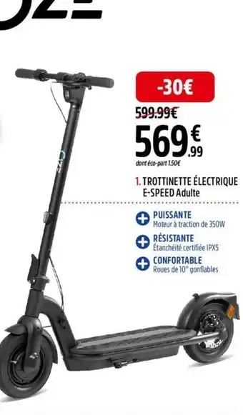 Go Sport TROTTINETTE ÉLECTRIQUE E-SPEED Adulte offre