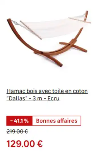 Leroy Merlin Hamac bois avec toile en coton "Dallas"-3 m - Ecru offre